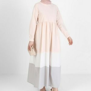 Powder crew neck unlined modest dress